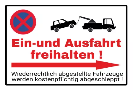 Parken verboten SchildParken - Verkehr Ein- und Ausfahrt freihalten! Bild