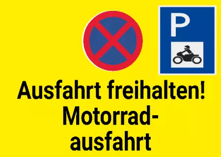 Parken verboten Schild Parken - Verkehr Motorrad Ausfahrt freihalten Bild