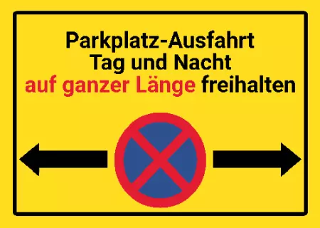 Parken verboten Schild Parken - Verkehr Parkplatz-Ausfahrt auf ganzer Länge freihalten! Bild