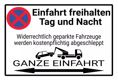 Parken verboten SchildParken - Verkehr Tag und Nacht freihalten Bild
